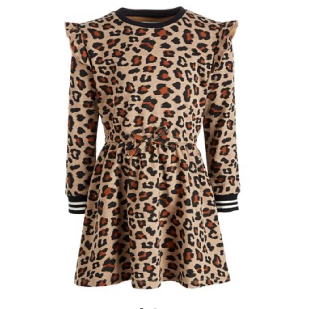 Little Girls Cheetah-Print Sweatshirt Dress Size 5